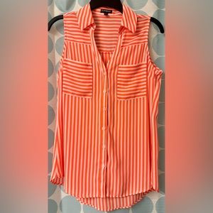Express Sleeveless Button Up, Coralish Pink, Size S